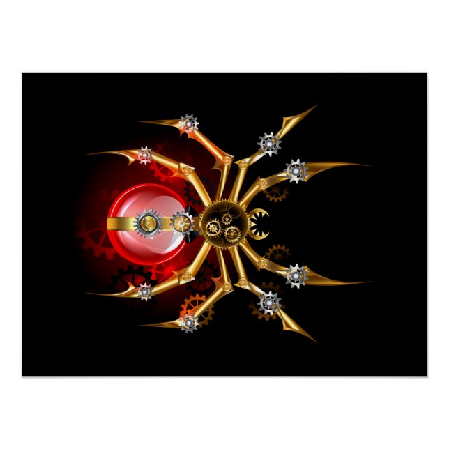 Póster Aranha steampunk em preto (Frente)