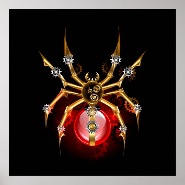Poster Aranha steampunk em preto (Frente)