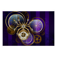 Aranha Steampunk no fundo roxo