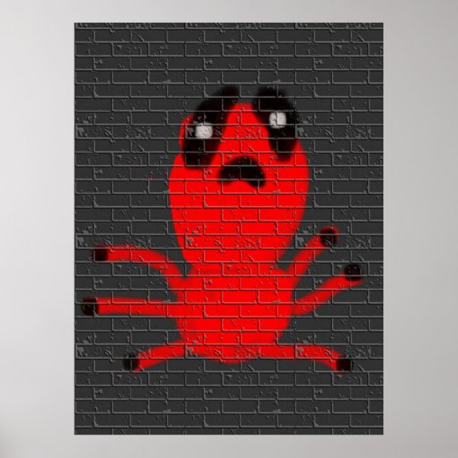 Póster Aranha Vermelha Muralha Marrom Pintando Grafites C (Frente)