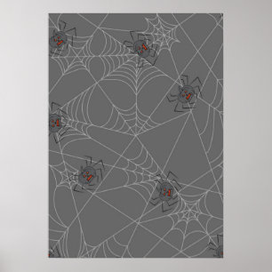 Poster Aranhas do Dia das Bruxas e abóboras