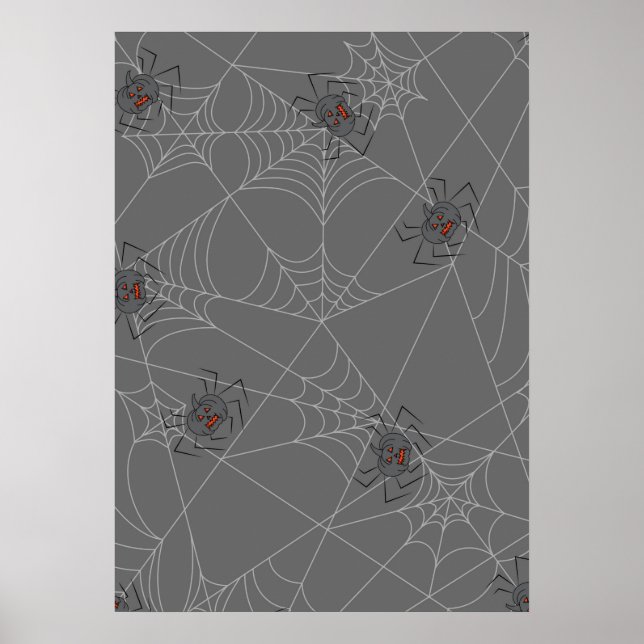 Poster Aranhas do Dia das Bruxas e abóboras (Frente)