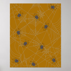 Poster Aranhas do Dia das Bruxas e abóboras