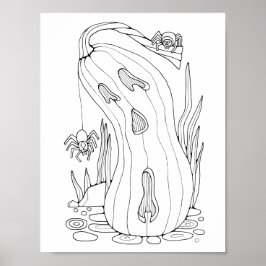 Poster Aranhas Halloween Jack O’Lanterna Colorindo Aranha