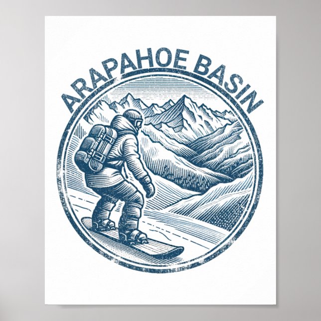Poster Arapahoe Basin Snowboard Snowboarder (Frente)