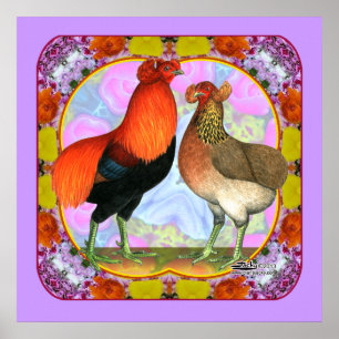 Poster Araucana Chickens Art Nouveau
