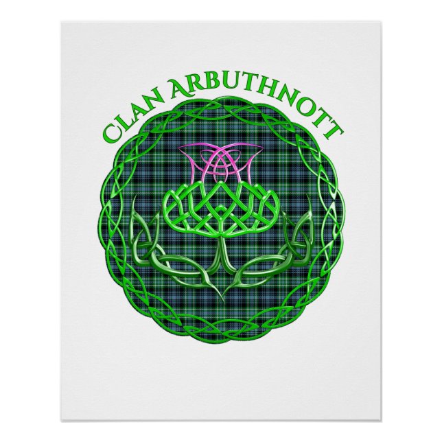Póster Arbuthnott escocês Tartan Celtic Thistle (Frente)