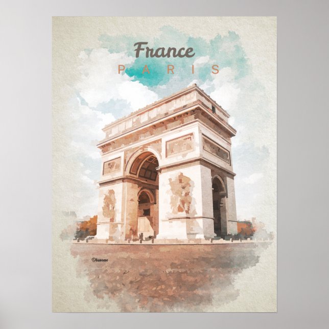 Poster Arc de Triomphe em aquarela (Frente)
