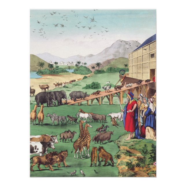 Póster Arca de Noah com animais (Frente)