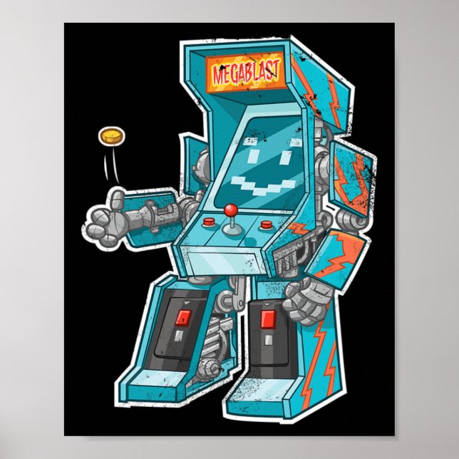 Poster Arcade Bot - Gabinete De Jogo De Vídeo Com Joystic (Frente)