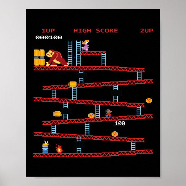 Poster Arcade de Jogos Console de Videogame Retro Jogos A (Frente)