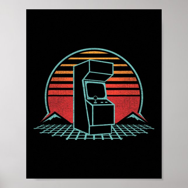 Poster Arcade Game Machine Cabinet Nostalgia Retro 80s Ga (Frente)