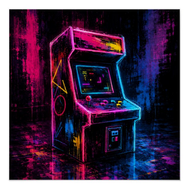 Póster Arcade Neon Vintage (Frente)