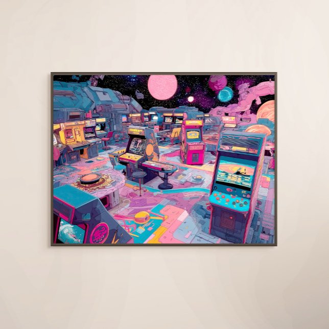 Poster Arcade Retro Futurista no Espaço Exterior (Criador carregado)