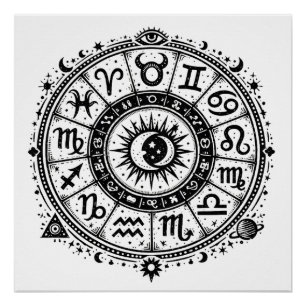 Póster Arcanos do Zodíaco — Os Doze Signos por BurnsInHel