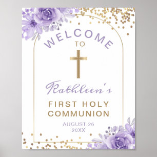 Poster Arch Dourado Purple Floral First Communes