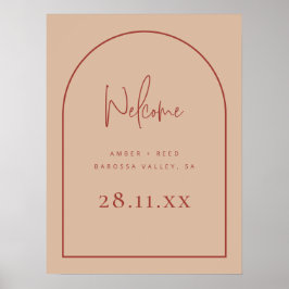 Poster Arch Moderno Terracotta Blush Palm Wedding Bem-vin