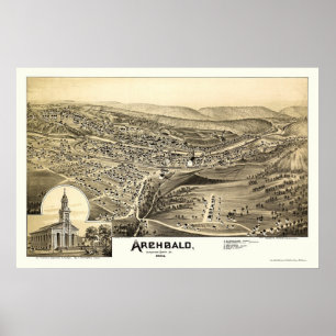 Póster Archbald, mapa panorâmico do PA - 1892