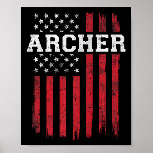 Poster Archer American Flag Usa Patriot Archery