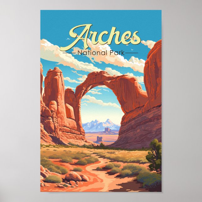 Poster Arches National Park Illustration Retro (Frente)