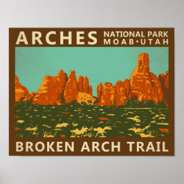 Poster Arches National Park Utah Broken Arch Trail Retro