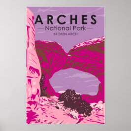 Poster Arches National Park Utah Broken Arch Vintage