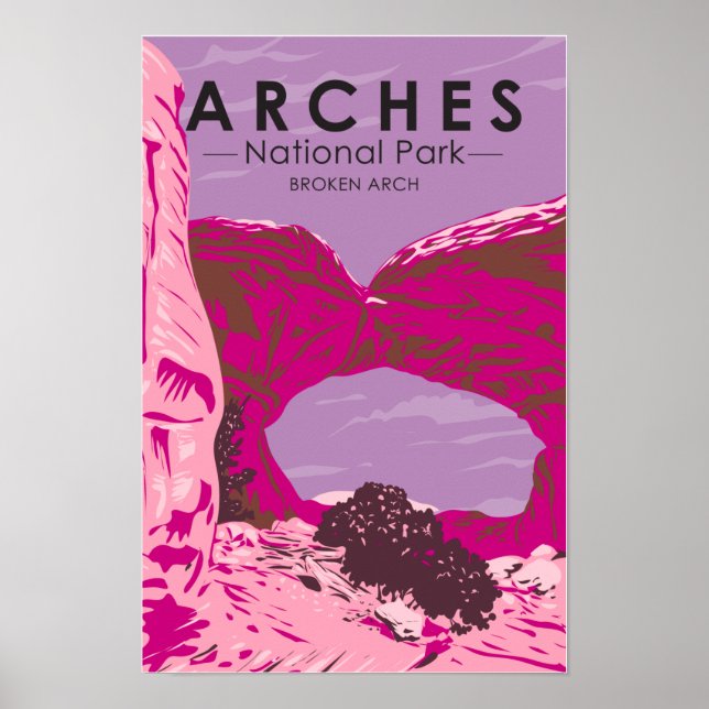 Poster Arches National Park Utah Broken Arch Vintage (Frente)