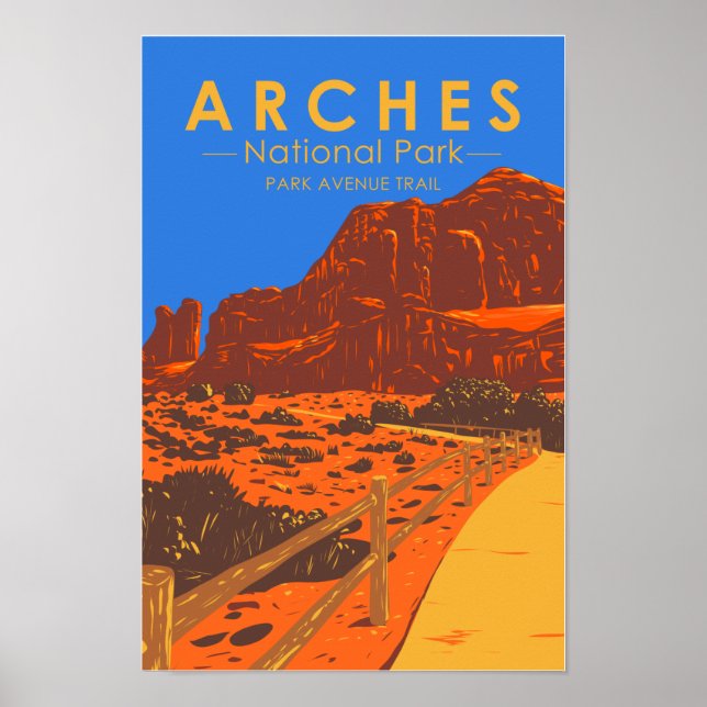 Poster Arches National Park Utah Park Avenue Trail (Frente)