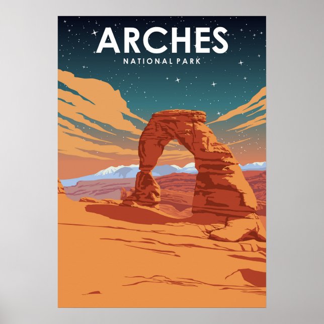 Poster Arches National Park Viagens vintage (Frente)