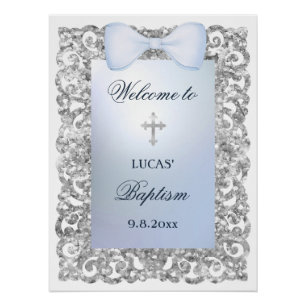 Póster Arco Azul com Quadro Luminoso Silver Botism Bem-vi