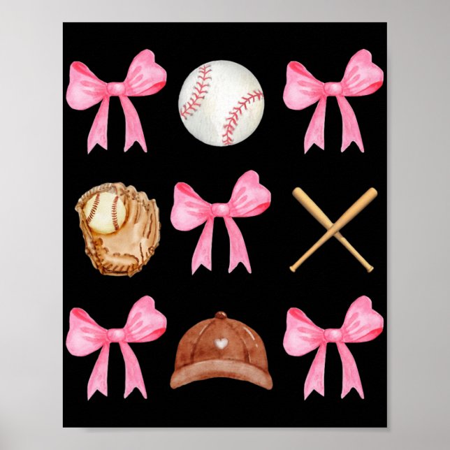 Poster Arco Coquette Baseball Mama Baseball Mãe Mães Da (Frente)