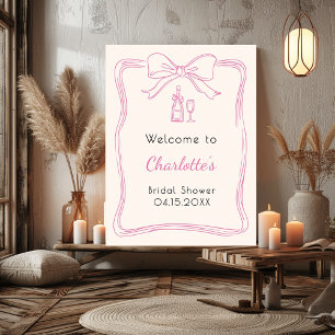 Poster Arco cor-de-rosa desenhado à mão chá de panela