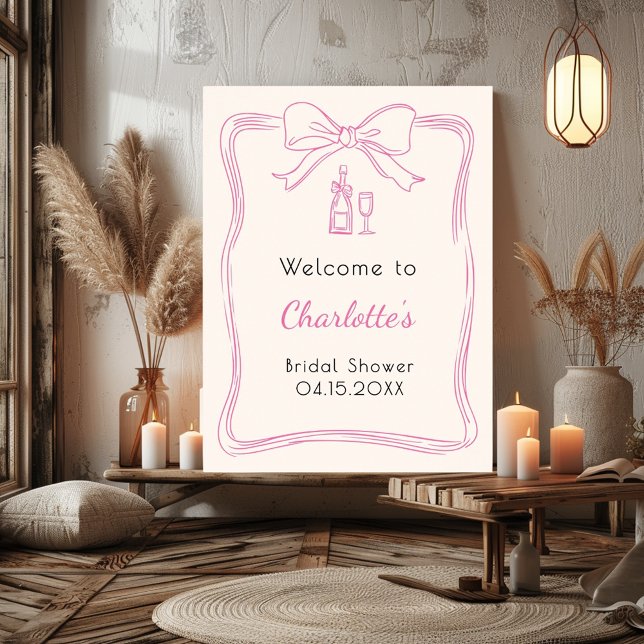 Poster Arco cor-de-rosa desenhado à mão chá de panela (Criador carregado)