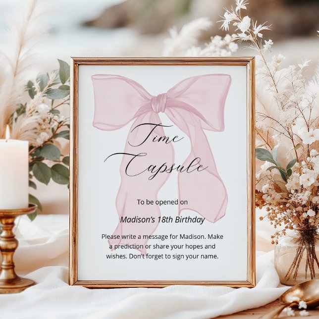 Poster Arco cor-de-rosa primeiro aniversario Tempo Cápsul (Criador carregado)