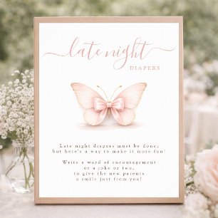 Poster Arco de Borboleta com Rubor Chás de Bebê Fraldas d