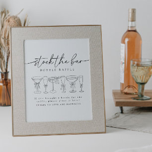 Poster Arco De Caligrafia Estoca Sinal De Raffle Bar