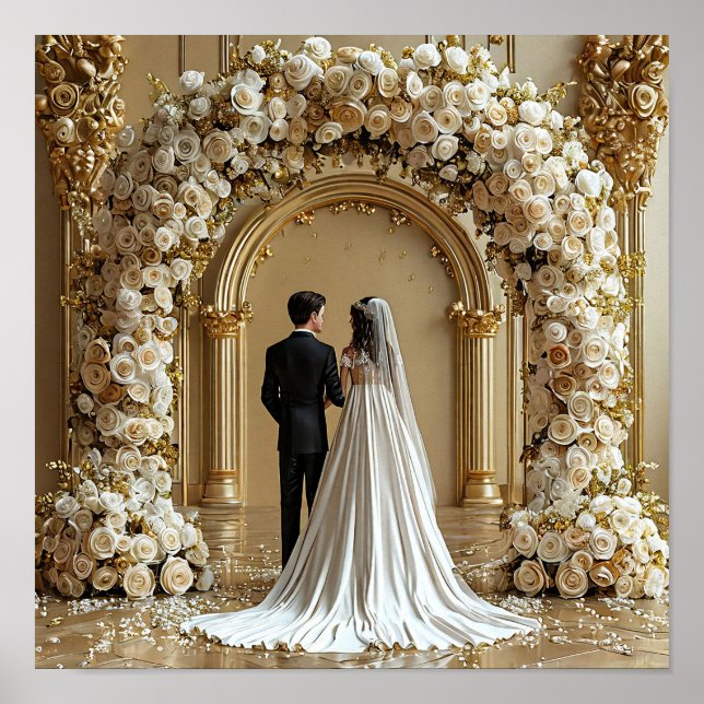 Poster Arco de Casamento Cerimônia Romântica de Casal (Frente)