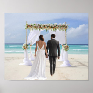 Poster Arco de Casamento na Praia Fundo Personalizado par
