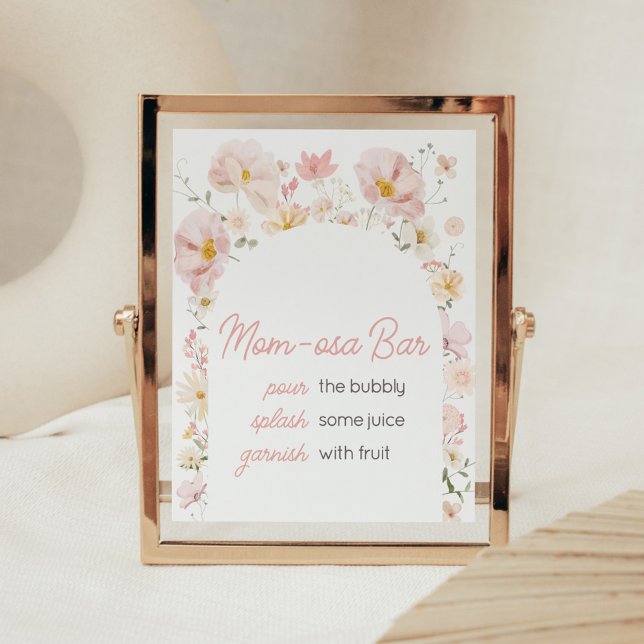 Poster Arco de Flor Silvestre Bebê em Flor Mãe Osa Bar (Boho Arch Wildflower Baby in Bloom Baby Shower Mom Osa Bar Sign)