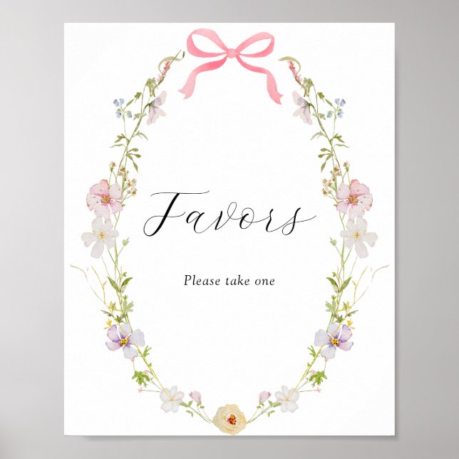 Poster Arco de flor silvestre rosa favorece sinal (Frente)