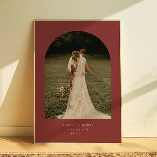 Poster Arco de Foto de Casamento Elegante Vermelho Escuro