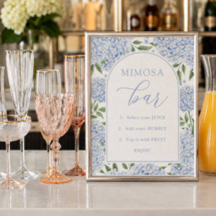 Poster Arco de Hortênsia Azul Mimosa Bar Chá de Noiva