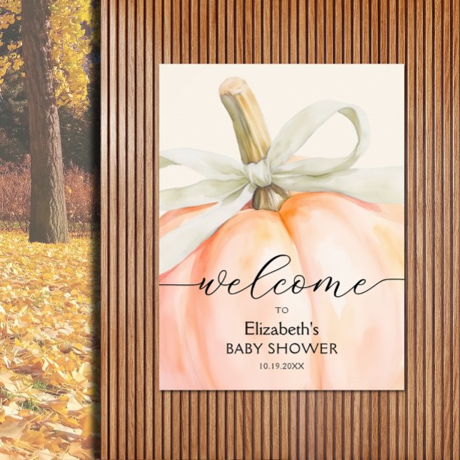 Poster Arco de Ivory Little Pumpkin Chá de fraldas Bem-vi (Baby shower pumpkin welcome poster, PRINTED and/or INSTANT DOWNLOAD, choose size when ordering)