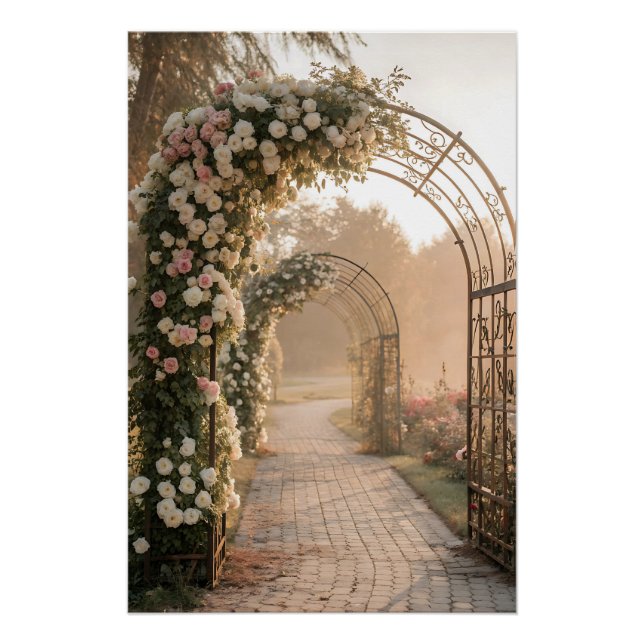Póster Arco de Jardim de Rosas Românticas Sonho (Frente)