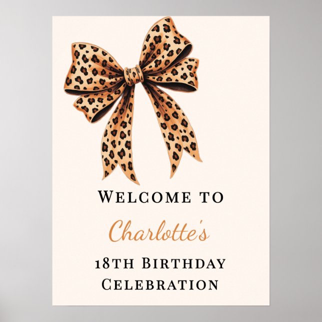 Poster Arco de leopardo de aniversário marrom creme bem-v (Frente)