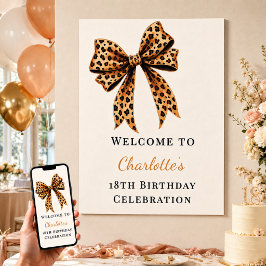Poster Arco de leopardo de aniversário marrom creme bem-v