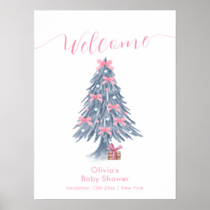 Poster Arco de Natal de Inverno Rosa Bem-vindo ao Chá de