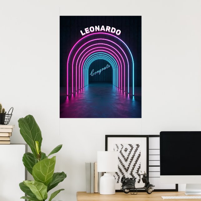 Poster Arco de Neon Roxo e Azul (Escritório em casa)