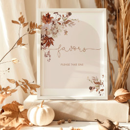 Poster Arco de outono elegante favores por favor pegue um