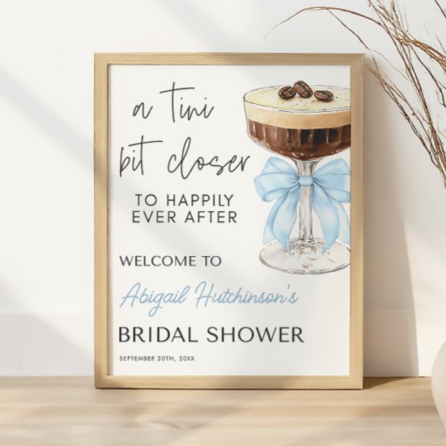 Poster Arco Espresso Martini - 16x20 (Blue Bow Espresso Martini Bridal Shower - 16x20 Poster)